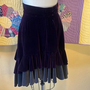 Vintage purple and gray velvet skirt. Made in Italy